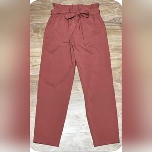 Freeprance Women's High-Waisted Paperbag Pants - Rust